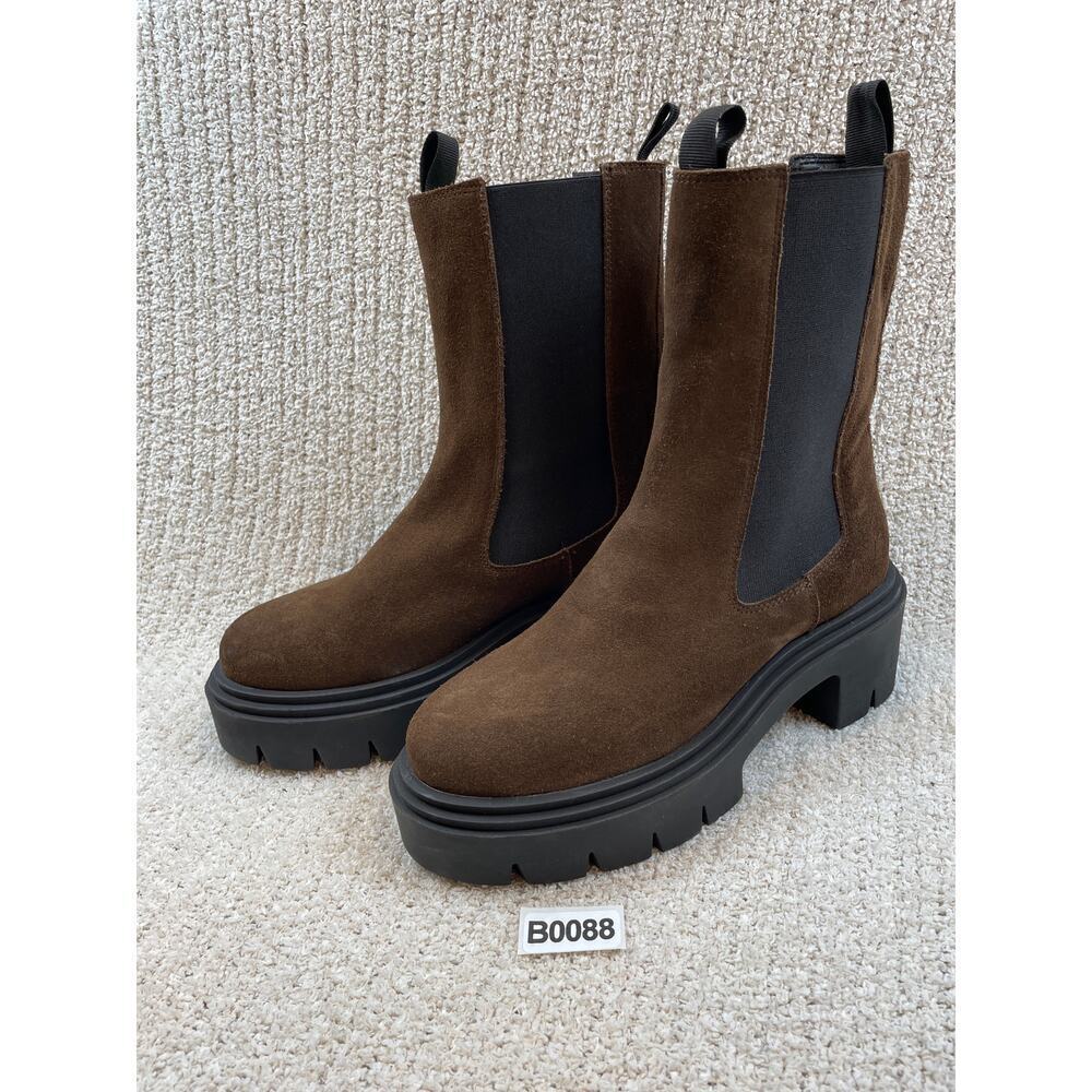 STEVE MADDEN Wisteria Platform Lug Boot Women's 9.5 Brown Leather Suede Chunky - Picture 3 of 10